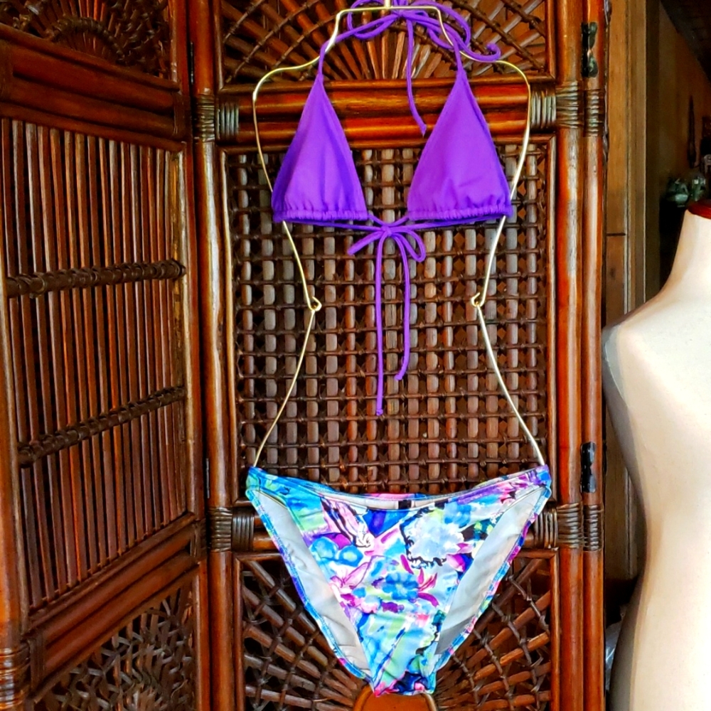 RAISINS Bikini - Purple - String Top/Multi Colored Bottom - Size 11-13